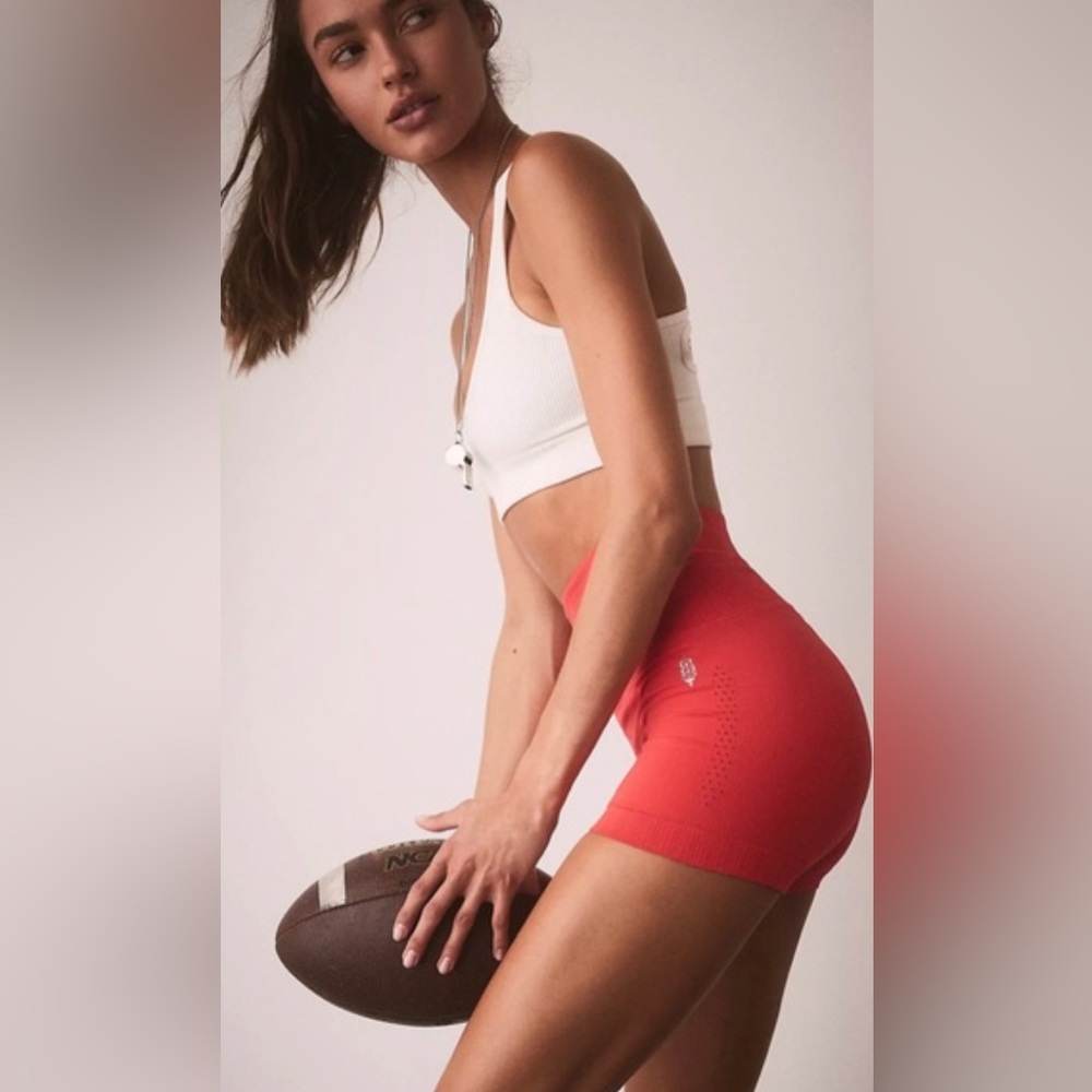 FP Movement by Free People Vibrant Orange and Red Athletic Shorts